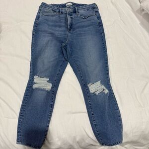 Good American Blue Distressed Ankle Jeans